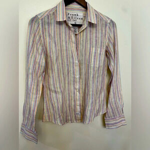 NWOT Frank & Eileen|| Barry Striped Linen Button down, fits up to a medi…